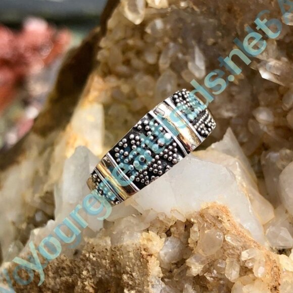 Sterling Silver and Gold Band Ring with Appliqué Size: 7 - Picture 3 of 4